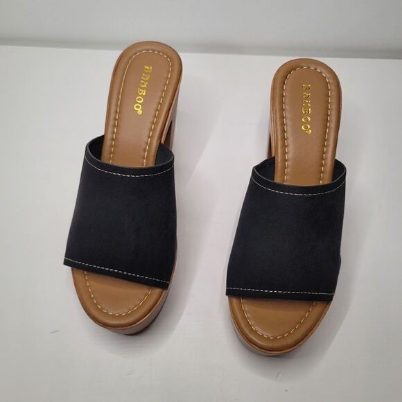 Bamboo black platform sandal - Picture 3 of 9